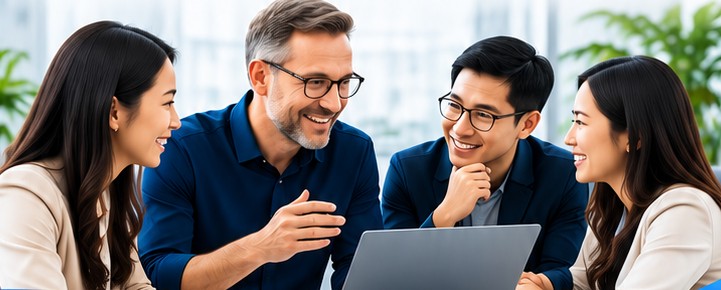Team collaborating in a modern office